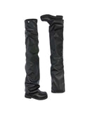 The Attico Robin Otk Flat Thigh High Boot In Black Synthetic Leather. Made In Italy.