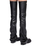The Attico Robin Otk Flat Thigh High Boot In Black Synthetic Leather. Made In Italy.