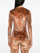 Etro Paisley Print Velvet Top