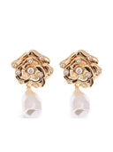 Self Portrait Flower Pearl Drop Earrings