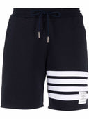 Thom Browne Mid Thigh Shorts W/ Engineered 4 Bar In Classic Loopback