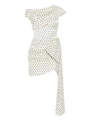 Selvportræt Polka Dot Draperet Mini Kjole