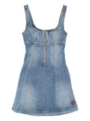 Self Portrait Short Denim Dress With Zip