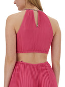 Michael By Michael Kors Pleated Georgette Dress With Cut Out Details