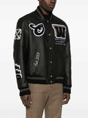 Off White Leather Bomber Jacket