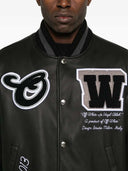 Off White Leather Bomber Jacket