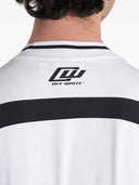Off-White-T-Shirt mit V-Ausschnitt und Logo-Print