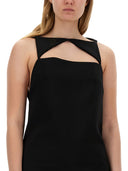 Versace Wool Blend Straight Mini Dress With Cut Out