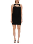 Versace Wool Blend Straight Mini Dress With Cut Out