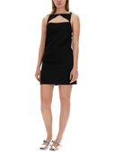 Versace Wool Blend Straight Mini Dress With Cut Out