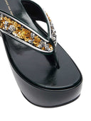 Dries Van Noten Flip-Flop-Sandalen mit Pailletten und Keilabsatz