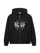 Gcds Graphic Print Sweatshirt With Zip And Hood