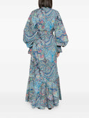 Langes Etro-Kleid mit Rüschen und Paisley-Muster