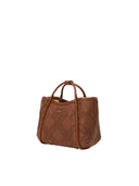 Extra kleine Marine-Tasche von Max Mara aus bernsteinfarbenem Korbgeflecht mit Rautenmuster