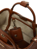 Extra kleine Marine-Tasche von Max Mara aus bernsteinfarbenem Korbgeflecht mit Rautenmuster