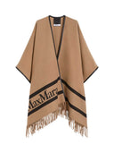 Max Mara Poncho In Lana Jacquard Cammello