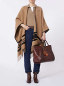Max Mara Poncho In Lana Jacquard Cammello
