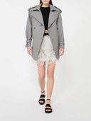 Max Mara Short Skirt With Printed Organza Petals Pearl Gray
