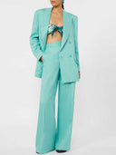 Max Mara Chevron-Leinen-Batavia-Hose Aqua