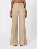 Max Mara Regular Fit Leinen-Natté-Hose Kamel