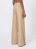 Max Mara Regular Fit Leinen-Natté-Hose Kamel