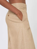 Max Mara Regular Fit Leinen-Natté-Hose Kamel