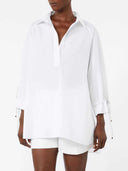 Max Mara Baumwollpopeline-Bluse in Weißoptik