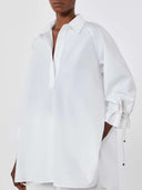 Max Mara Baumwollpopeline-Bluse in Weißoptik