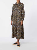 Max Mara Printed Silk Twill Shirt Dress Black