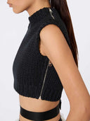 Ärmelloser Crop-Pullover von Max Mara aus schlichter Baumwolle in Schwarz