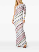 Missoni One-Shoulder-langes Kleid mit Fischgrätenmuster