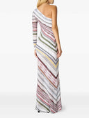 Missoni One-Shoulder-langes Kleid mit Fischgrätenmuster