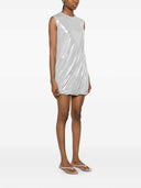 Norma Kamali Metallic-Drapiertes Minikleid