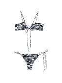 The Attico Zebra Print Tie Up Bikini