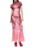 The Attico Pink Lace Midi Dress