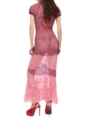The Attico Pink Lace Midi Dress