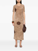 Uma Wang Short Sleeved Midi Dress With Polka Dot Print