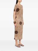 Uma Wang Short Sleeved Midi Dress With Polka Dot Print