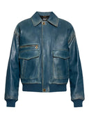 Versace Leather Zip Up Jacket