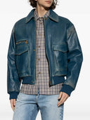 Versace Leather Zip Up Jacket