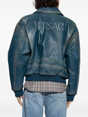 Versace Leather Zip Up Jacket