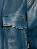 Versace Leather Zip Up Jacket