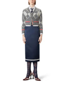 Thom Browne Argyle Jersey Intarsia Shrunken V Neck Cardigan In Chunky Merino Wool W/ Rwb Stripe