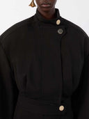 Sportmax Übergroße Baumwoll-Bomberjacke Schwarz