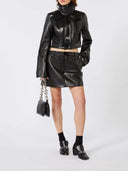 Sportmax Patent Leather Alligator Mini Skirt Black