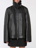 Sportmax Übergroße Lederjacke Schwarz