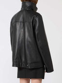 Sportmax Übergroße Lederjacke Schwarz