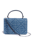 Tory Burch Kira Diamond Quilt Denim Mini Top Handle Chain Wallet