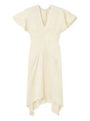 Stella Mccartney Satin Midi Dress With V Neck And Short Sleeves