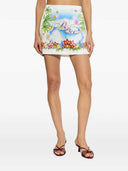 Casablanca Better Days Graphic Print Silk Mini Skirt